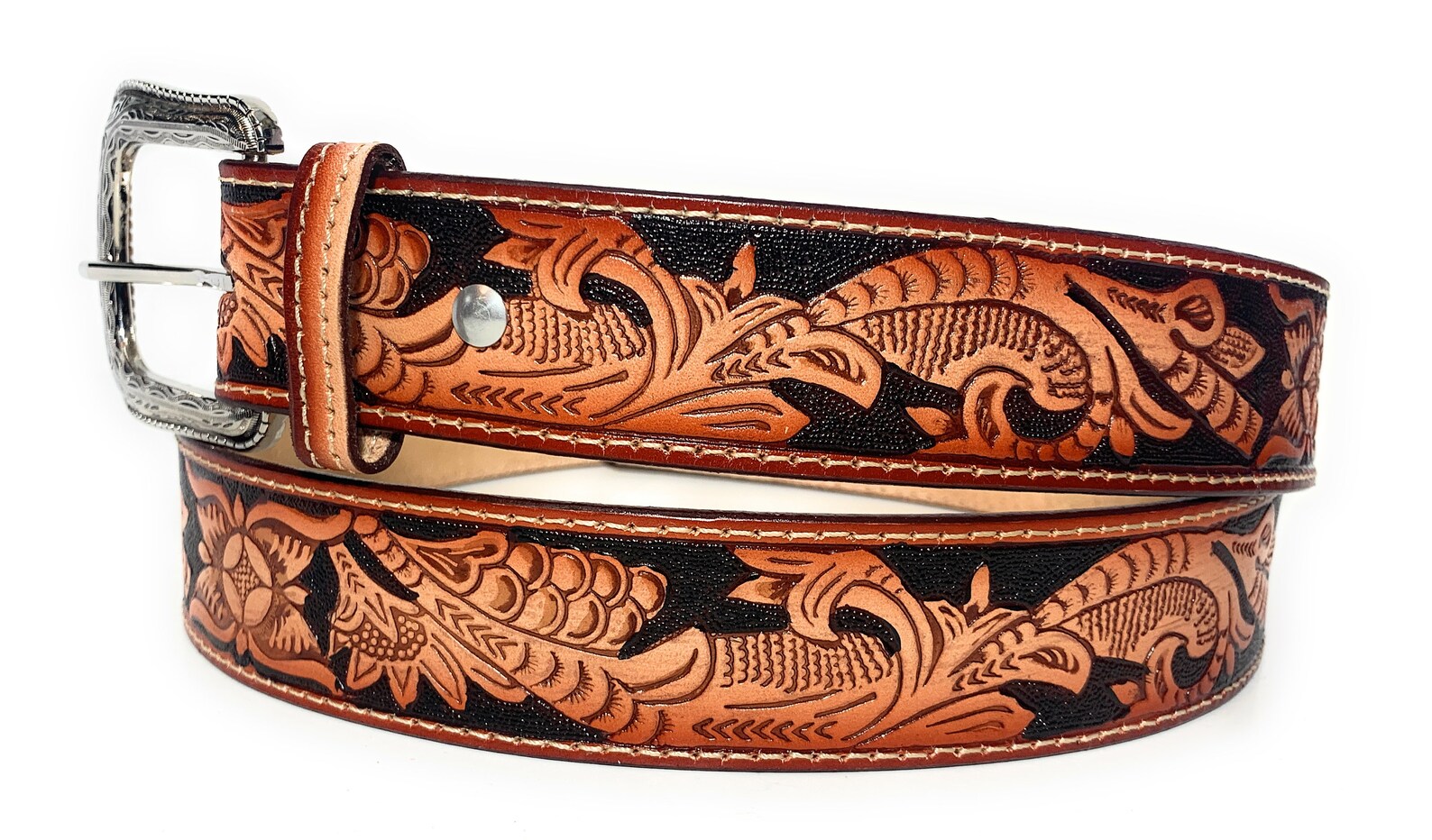 Genuine Leather Western Leather Belt Cowboy Rodeo Belt Etsy