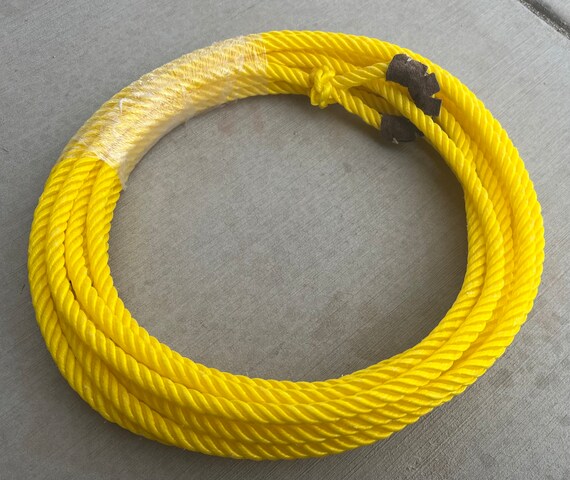 39ft Poly Nylon Yellow Western Rodeo Rope, Charro Saddle Soga