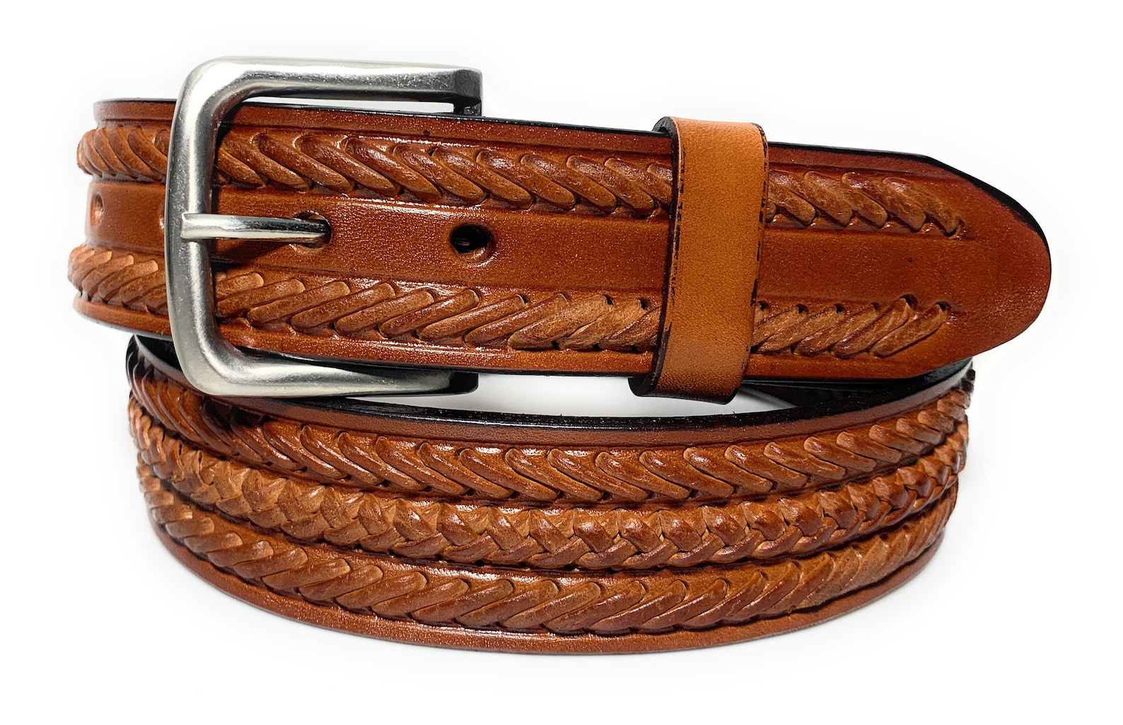 Men's Braided Heavy Duty Leather Belt. Casual or Work | Etsy