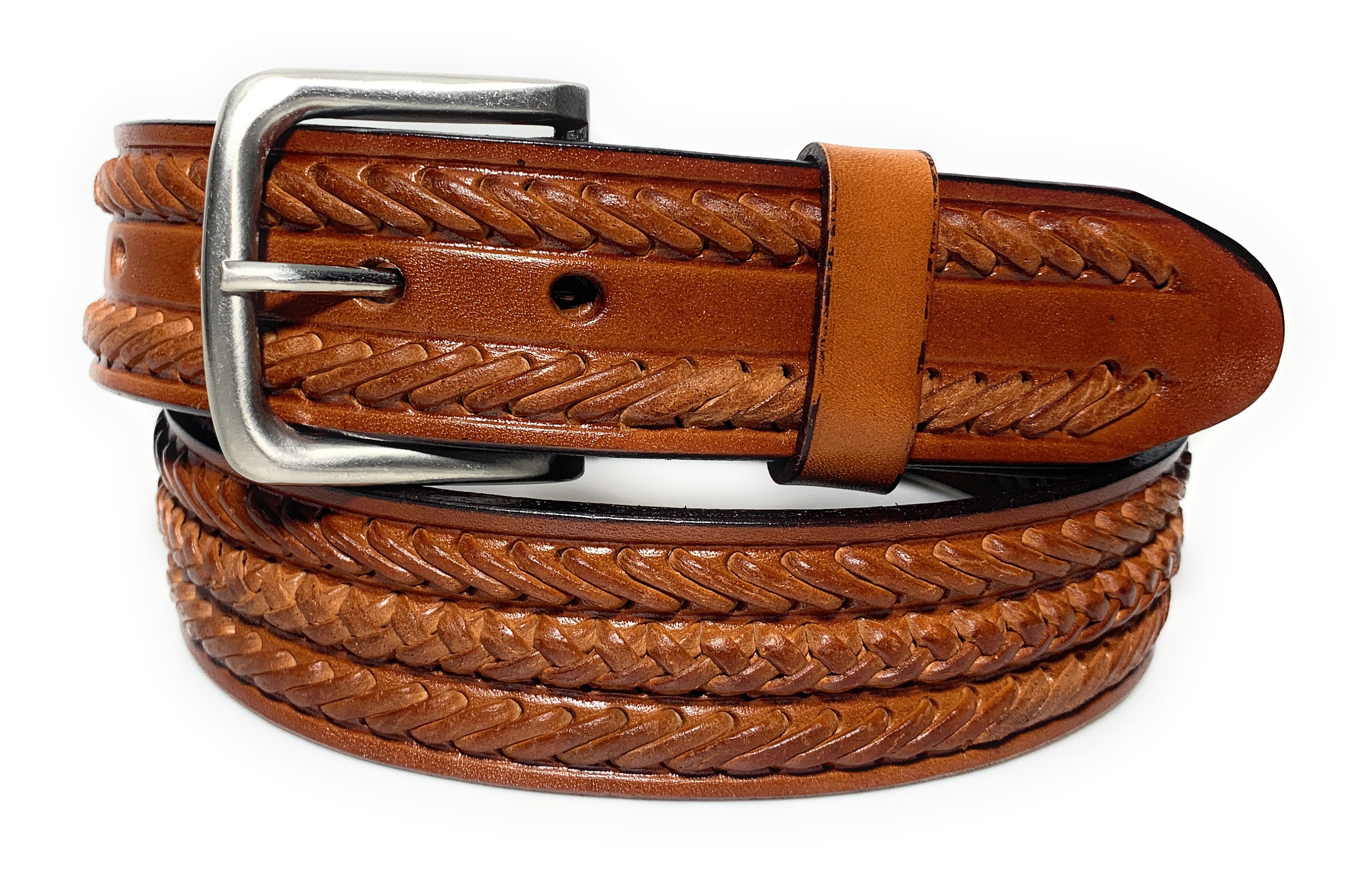 Men's Braided Heavy Duty Leather Belt. Casual or Work Etsy