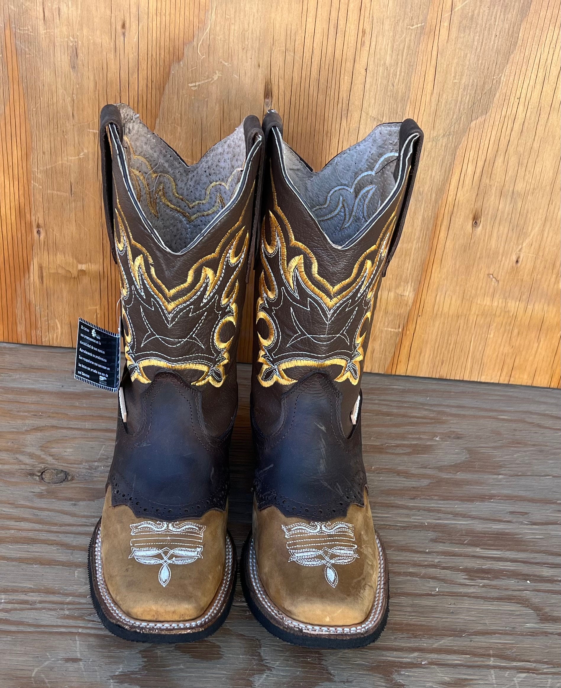 Men's Genuine Leather Square Toe Western Boots Cowboy - Etsy