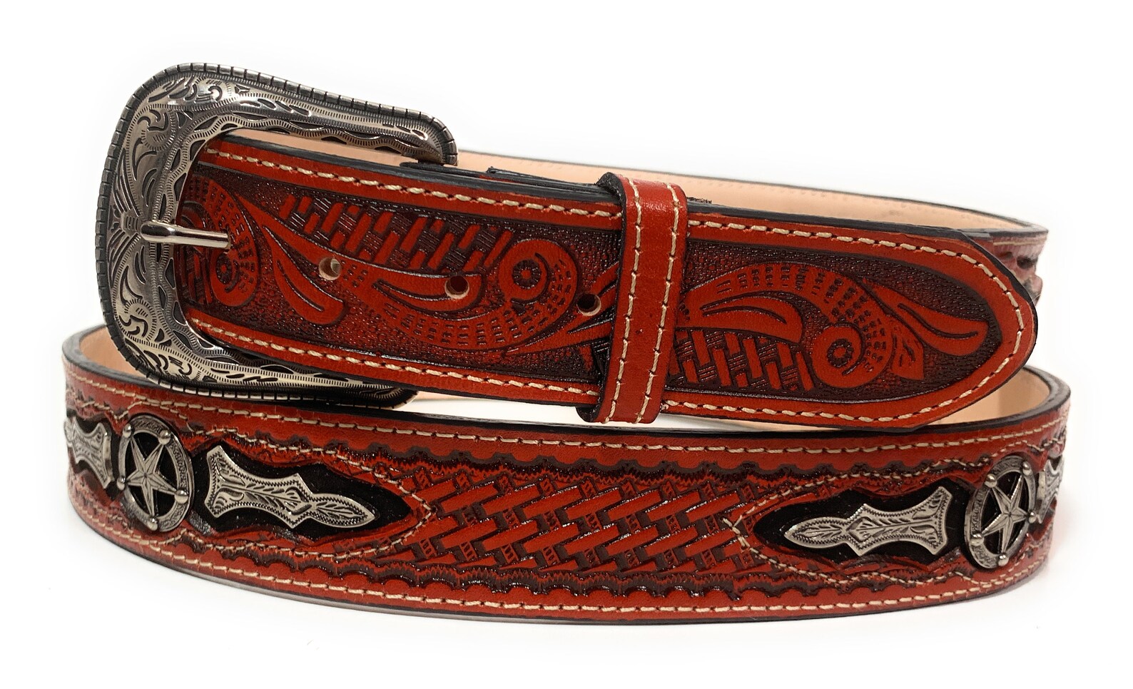 1 3/4 Wide Genuine Leather Western Style Leather Belt Etsy