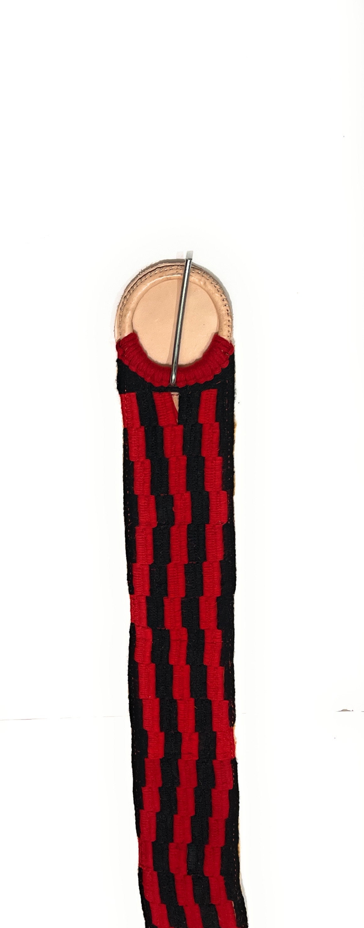 38 RED AND BLACK CHARRO SADDLE HORSE CINCH, CINCHO CHARRO