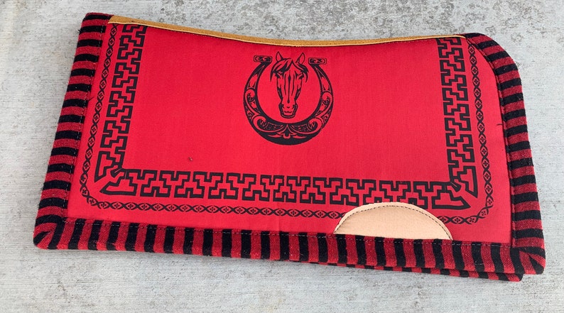 Coussin de selle rouge cheval, couverture de selle Carona Charro image 1