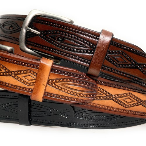 iets Malawi Ellendig Men's Genuine Leather Casual or Work Belt Western Style | Etsy