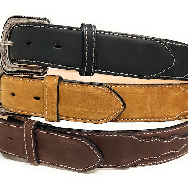 1 1/2" Wide Men's Western Style Suede Leather Belt, Cowboy Rodeo Casual Belt, Cinto Vaquero