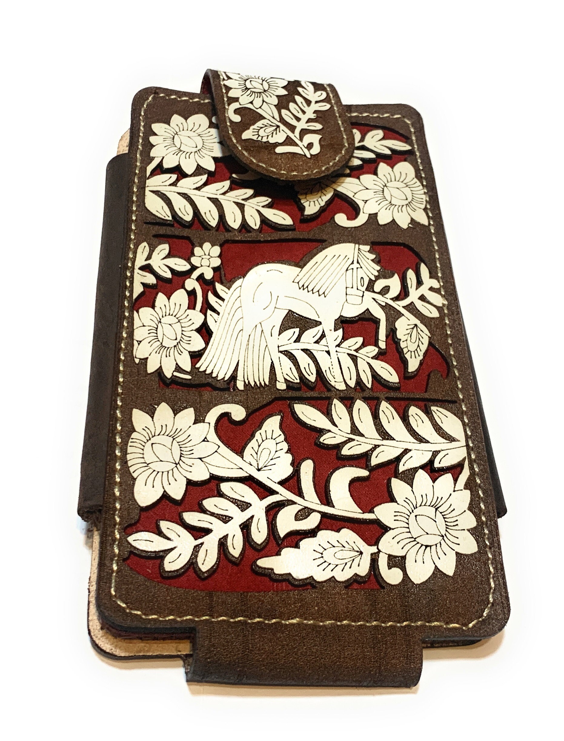 Western Leather Cell Phone Case Horse Decorated Funda Vaquera Etsy