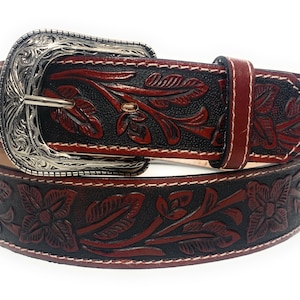 1 3/4 Wide Embossed Genuine Leather Western Style Leather Belt, Cowboy ...