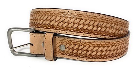 Men's Heavy Duty Basket Weave Western Casual or Work Leather Belt 