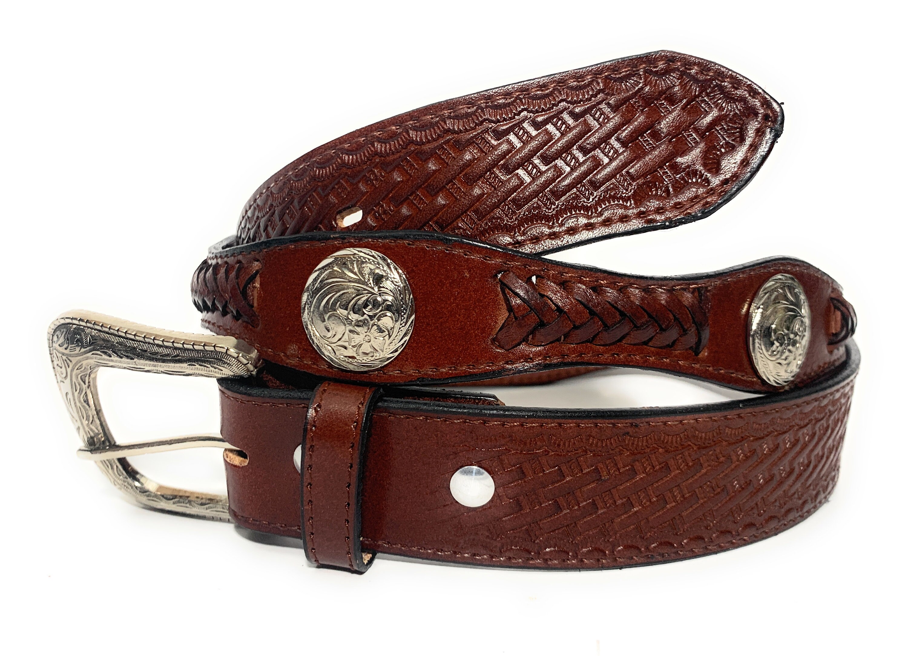 Men's Genuine Leather Concho Western Style Belt Concho Etsy