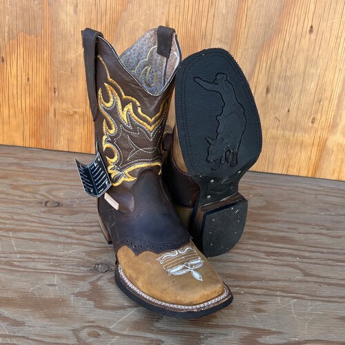 MENS LEATHER COWBOY Nobuck Rodeo Square Toe Half Boots Botines - Etsy