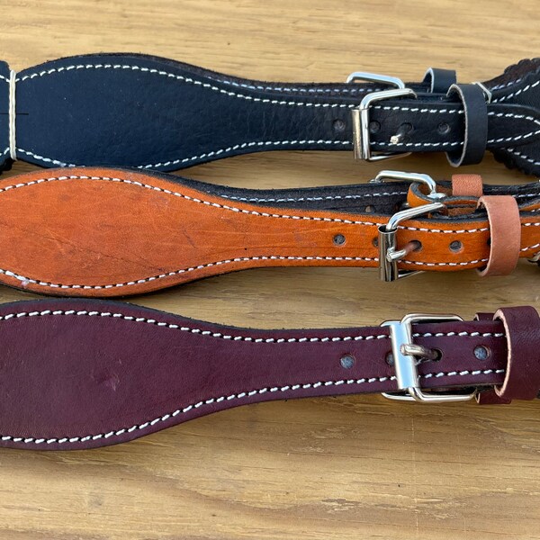 Brown Charro Embroidered Spur Straps (Bordado) | Mexican Leather Espuelas Straps