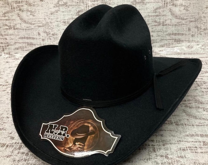 Men's Black Western Hat. Sombrero Texana Vaquera. Rodeo Cowboy Hat