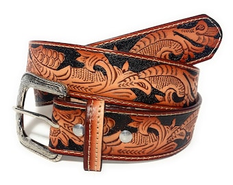 1 3/4 inch wide Genuine Leather Western Leather Belt, Cowboy Rodeo Belt