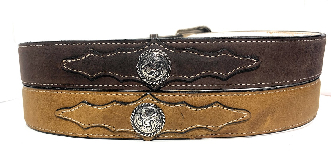 Men's Genuine Leather Concho Western Style Belt Concho Etsy