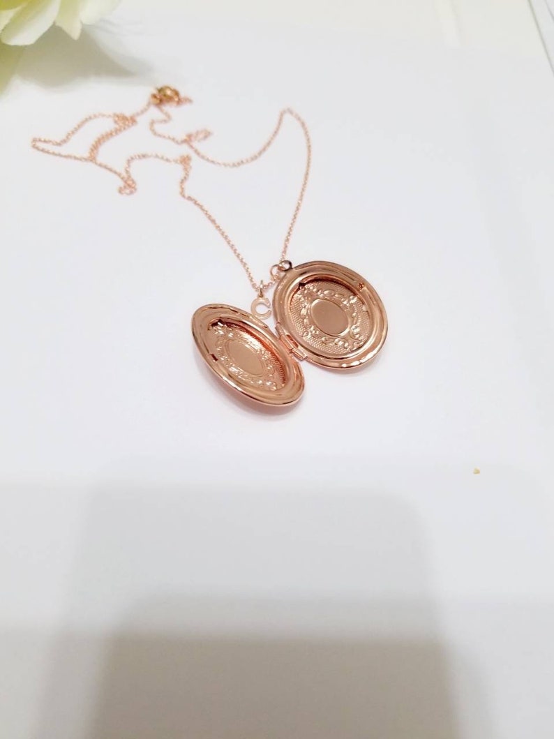 Oval Locket Necklace rose gold oval locketinitial locket Etsy