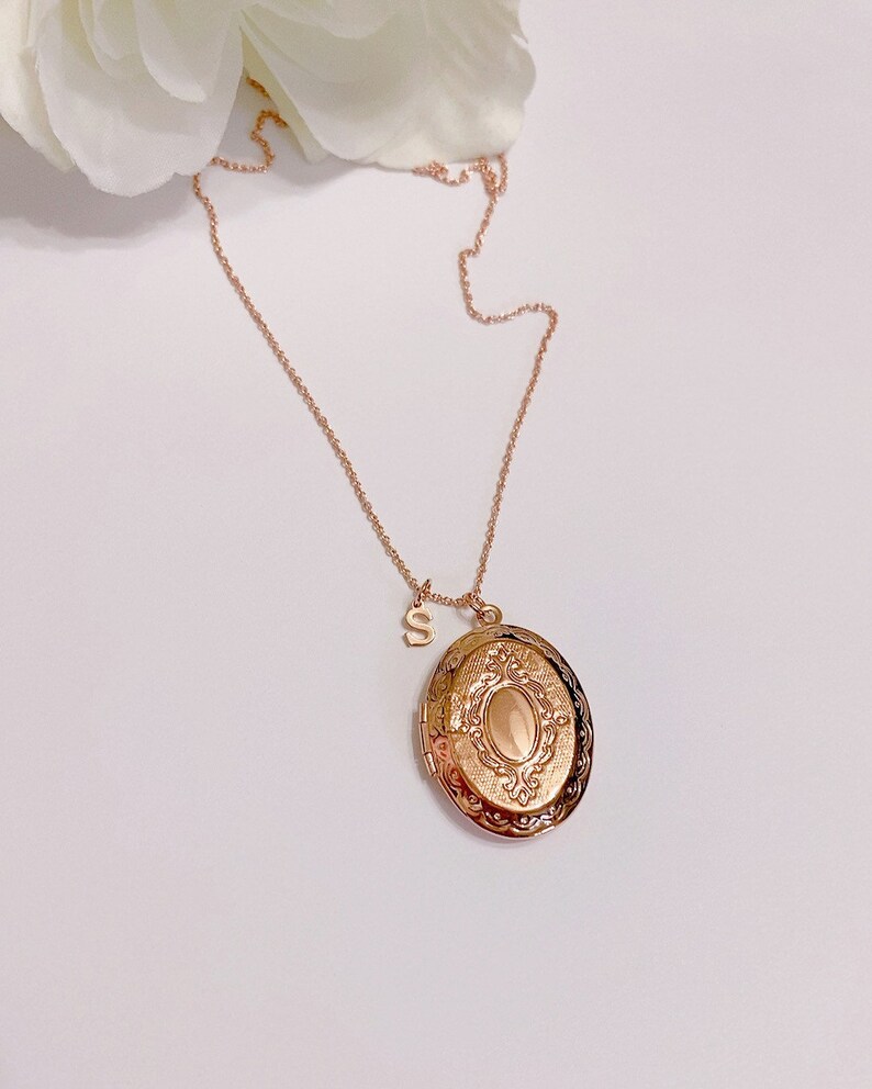 Oval Locket Necklace rose gold oval locketinitial locket Etsy