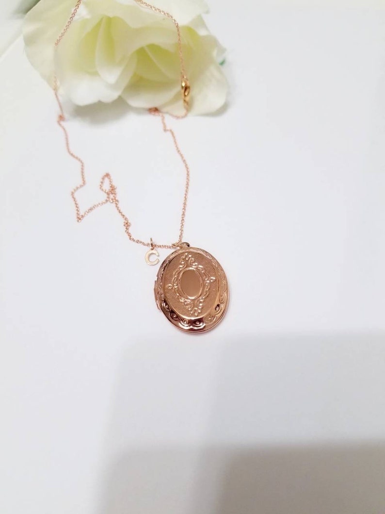 Oval Locket Necklace rose gold oval locketinitial locket Etsy