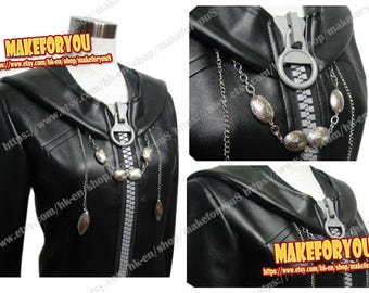 Men's Organization Xiii cosplay costume large zipper cloak with chain