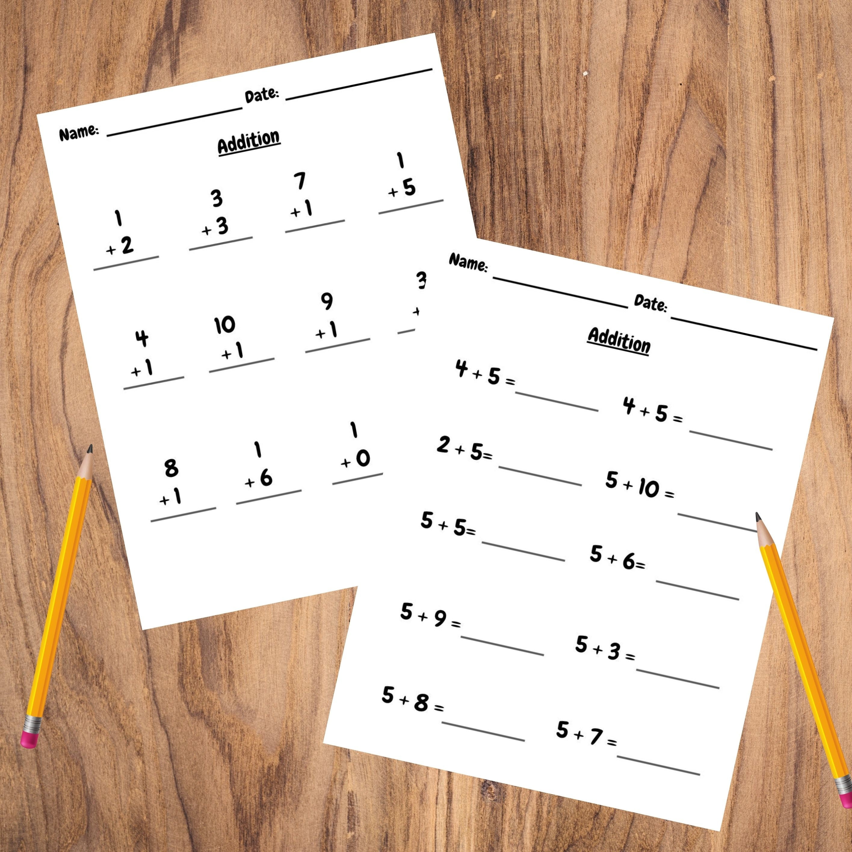20 page addition worksheets k 1 learning math worksheet etsy