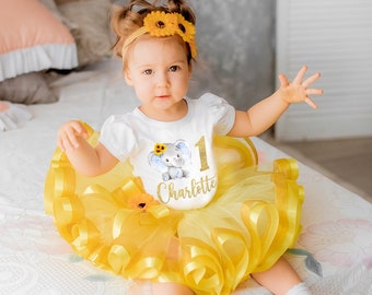 Sunflower First Birthday Outfit, Baby Girl First Birthday Outfit, Sunflower Outfit, Baby Girl Outfit Set, Sunflower personalized tutu set