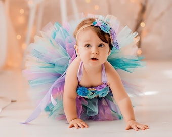 Little Mermaid Birthday Tutu Outfit, Mermaid First Birthday Tutu, Under The Sea Tutu Set, Mermaid Outfit, Baby Girls Mermaid Tutu