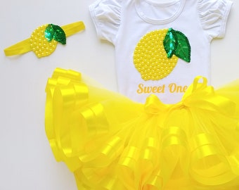 Lemon tulle personalized Birthday yellow tutu set sweet one lemonade theme cake smash tulle cute yellow dress for baby girl gift idea