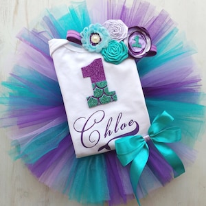 Under The Sea Mermaid Themed Tutu Set, Little Mermaid First Birthday Outfit, Under The Sea Birthday