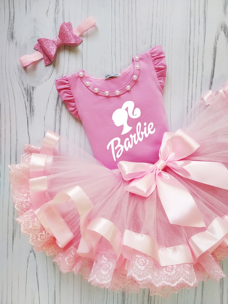 5th Birthday Barbie Tutu Set Pink Barbie Costume Barbie Birthday Tutu Outfit