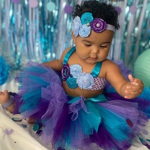 Сute Mermaid 1st Birthday tutu 2nd tulle set 3rd Cake smash party dress 4th Birthday gift idea Sale