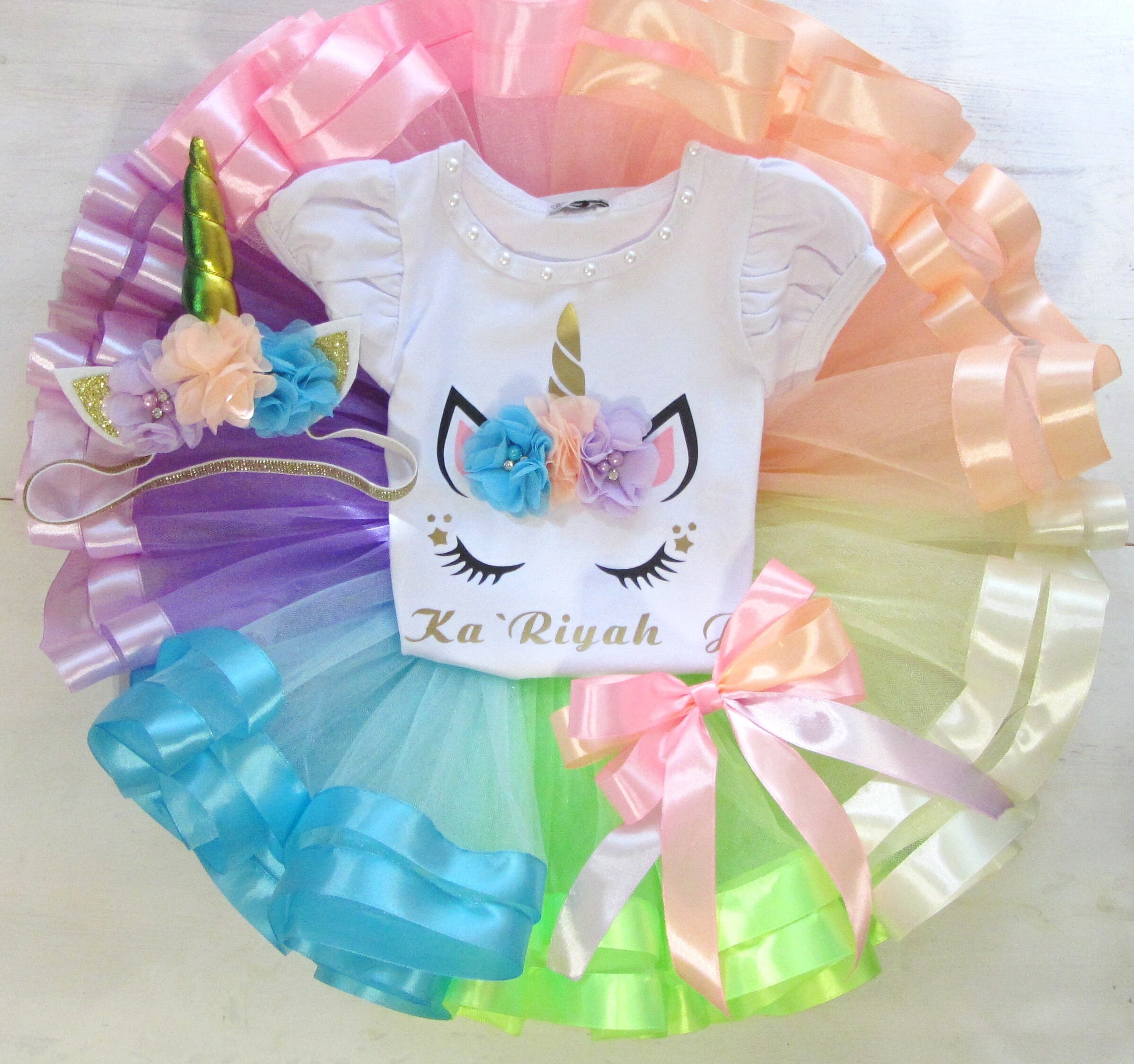 5th Birthday Unicorn Light Hot Pink Tutu Dress and Headband Costume Girls 1st