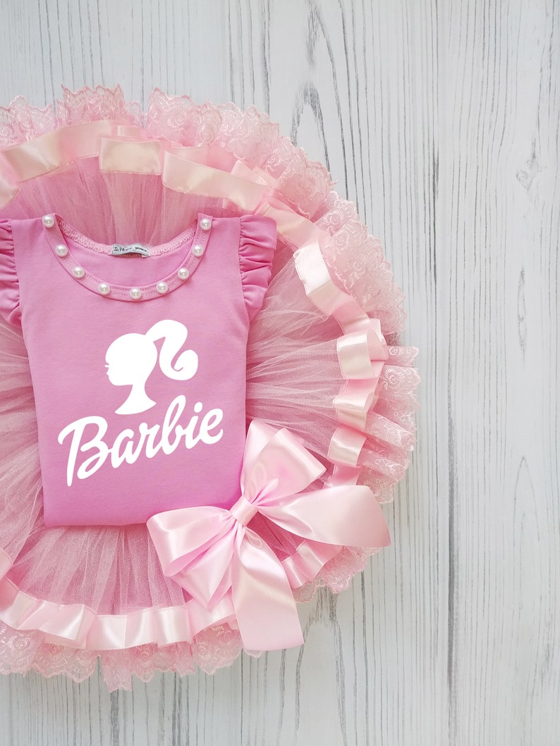 5th Birthday Barbie Tutu Set Pink Barbie Costume Barbie Birthday Tutu Outfit