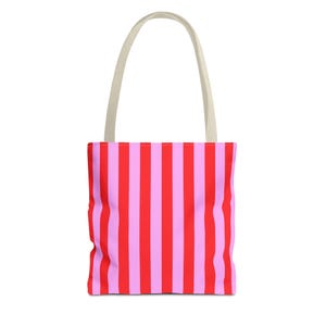 Pink Striped Tote Bag, Stylish Reusable Canvas Bag, Perfect for Grocery, Beach, Gifts, Shopping, Summer Vibes