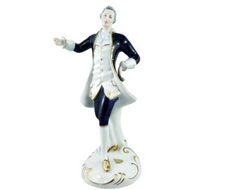 Vintage Royal Dux  Czechoslovakia Porcelain  Figurine Rococo Cavalier Dancer