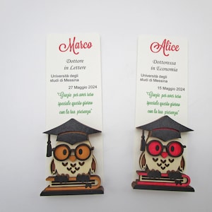 Gufetto bomboniera laurea, gufo in legno, bomboniera artigianale in legno, bomboniera in legno, regalo laurea, laser cut, handmade