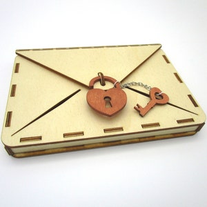 Sac d'argent de voeux en bois, boîte de voeux modèle carte postale, voeux d'anniversaire, carte de voeux personnalisée, fabriqué en Italie