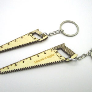 Carpenter saw ruler keychain, mini ruler, wooden tool, ruler keychain, carpenter gift, gift idea for him