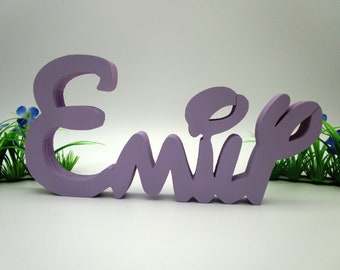 Walt Disney style wooden name, custom wood lettering, handmade, pastel colors, christening, sugared, birthday