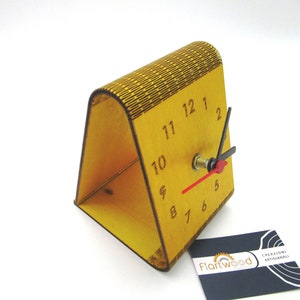 Wooden table clock, yellow clock, gift desk accessories, office, modern design clock, home decor clock