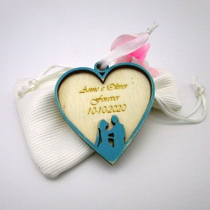 Bomboniera matrimonio in legno, cuore personalizzato, decorazione casa, Wedding Favors, regalo sposi, shabby chic, handmade, made in Italy