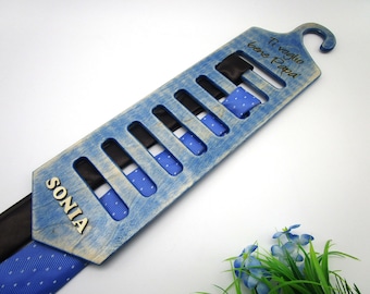 Wooden tie rack, tie rack for dad, father's day, custom wood tie rack, gifts for dad, personalized tie rack