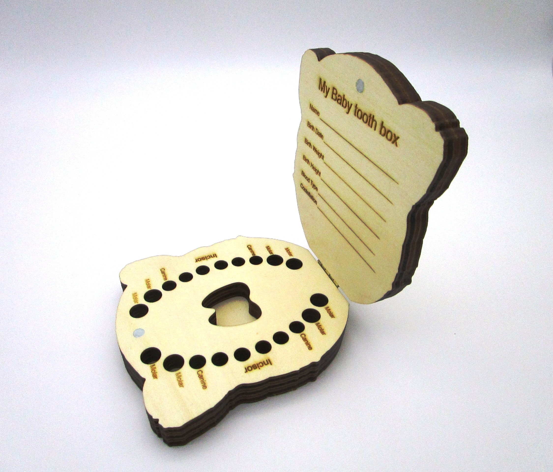 Baby Tooth Holder, Wooden Box for Teeth, Laser Cut, Artistic Tunnel ...