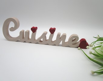 Cuisine wooden lettering, decorative lettering, decorative font, home decor, wooden letters, kitchen decoration, original gift
