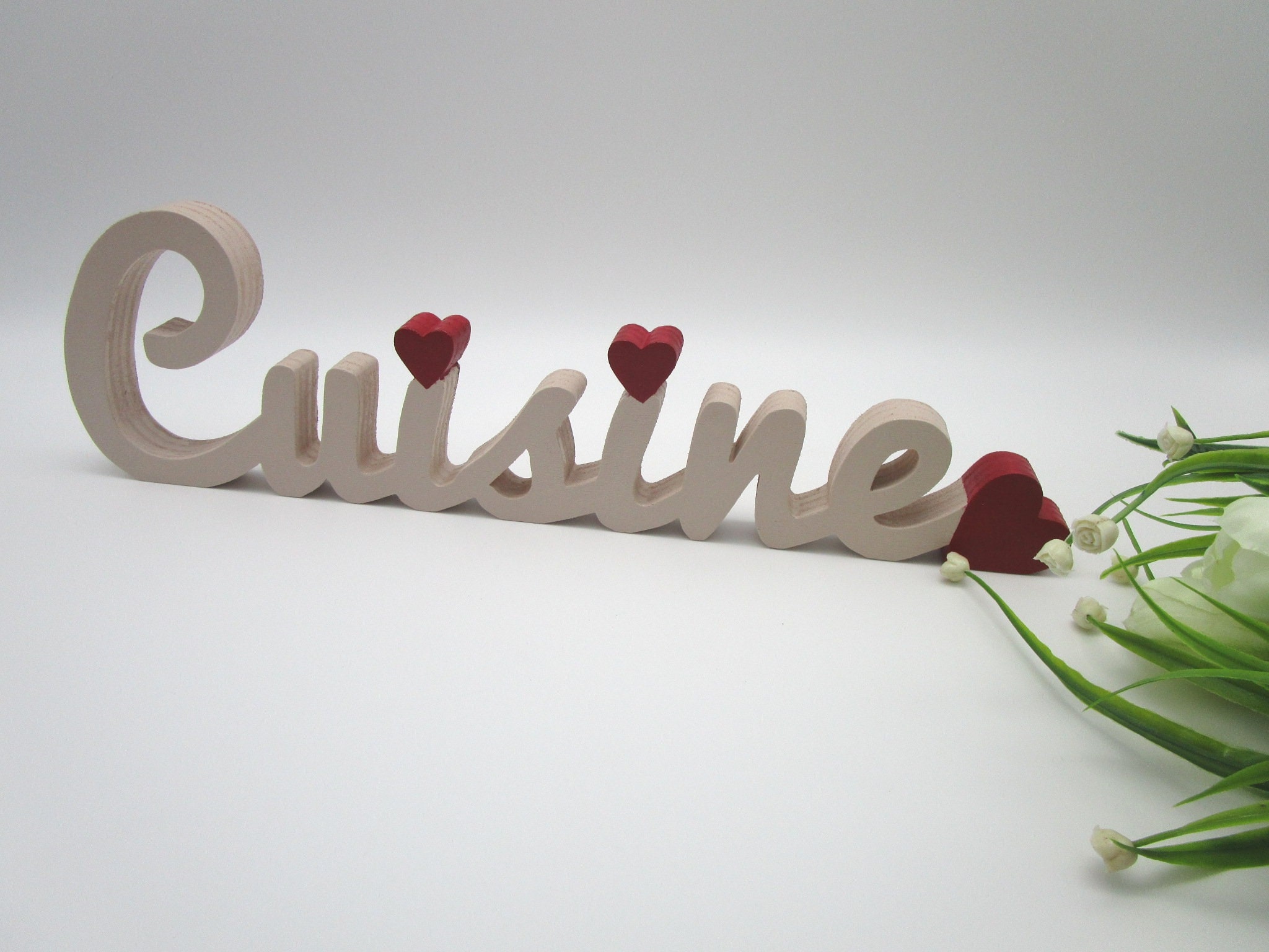Declea Scritta In Legno 'Cooking With Love' Da Parete - Decorazione Per Cucina, Fatta A Mano In Italia, Spessore 1 Cm, Kit Di Montaggio Incluso