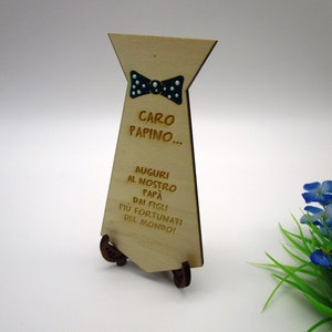 Cravattino in legno con dedica per papà, festa del papà, regalo per papà, decorazione in legno, dedica per papà, cravattino in legno inciso