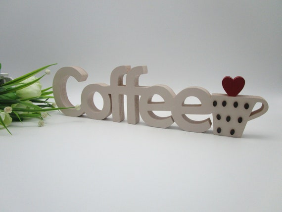 Scritta Coffee in legno, scritta decorativa, carattere decorativo