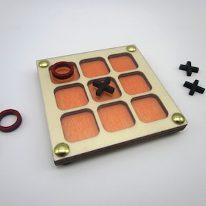 Tic-tac-toe game, wooden board game, board tic-tac-toe game, family game, wooden toy, handmade game