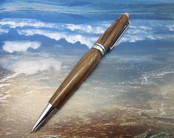 Brown pen, regalo penna in legno, stile European cromo, tornitura manuale, inchiostro nero, made in Italy, regalo lui, regalo lei, handmade