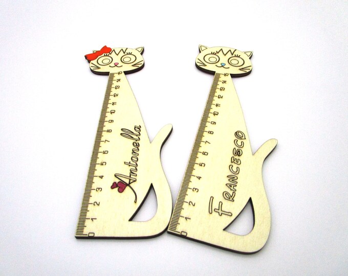 Personalized Wooden Ruler, Cat Ruler, Stationery Supplies, Kids Gift ...