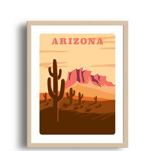 Arizona state afdrukken - Home Decor - Arizona illustration - kunst aan de muur - Museum Art Print - Giclée Art - Amerikaanse staat art print - groothandel Prints